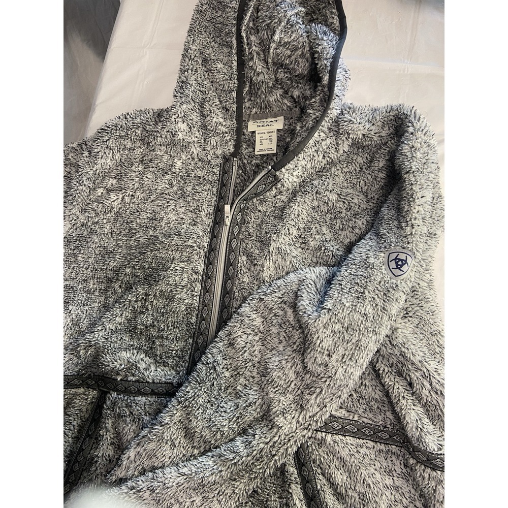 Ariat Lurex Berber Hoodie‎ in Silver with Salt & Pepper - size 2XL-Amazing Cond.